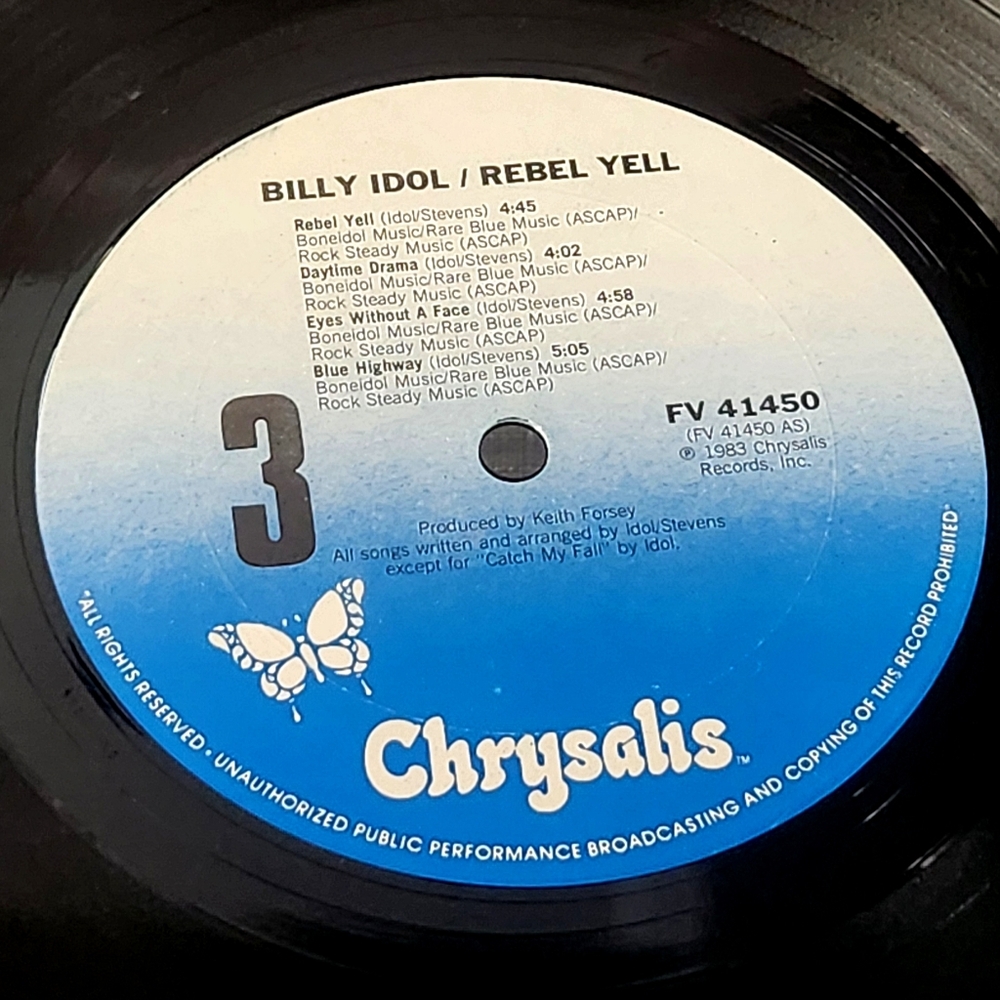 BILLY IDOL Rebel Yell Vinyl LP 1983 Chrysalis Records FV 41450 Lyric Punk Rock - Picture 3 of 10